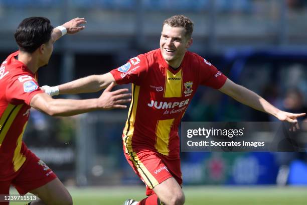 Philippe Rommens of Go Ahead Eagles celebrate 0-1 during the Dutch Eredivisie match between PEC Zwolle v Go Ahead Eagles at the MAC3PARK Stadium on...