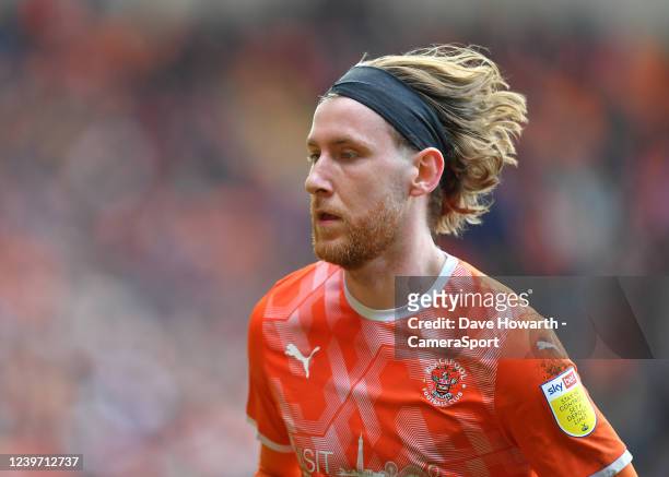 Blackpool's Josh Bowler during the Sky Bet Championship match between Blackpool and Nottingham Forest at Bloomfield Road on April 2, 2022 in...