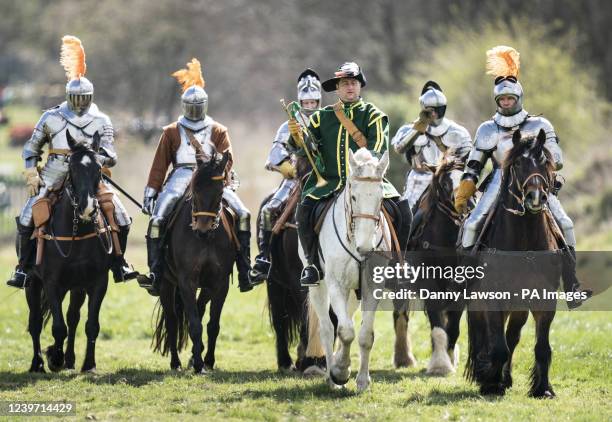 Cavalry reenactment group The Troop, who portray the 17th Century Cuirassiers from Sir Arthur Haselrig regiment, training at Murton Park, Yorkshire,...