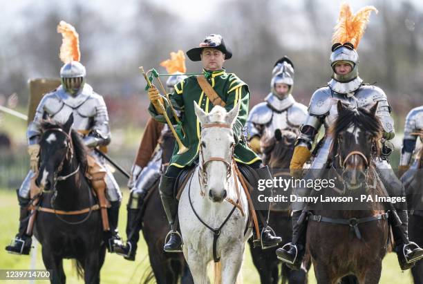 Cavalry reenactment group The Troop, who portray the 17th Century Cuirassiers from Sir Arthur Haselrig regiment, training at Murton Park, Yorkshire,...