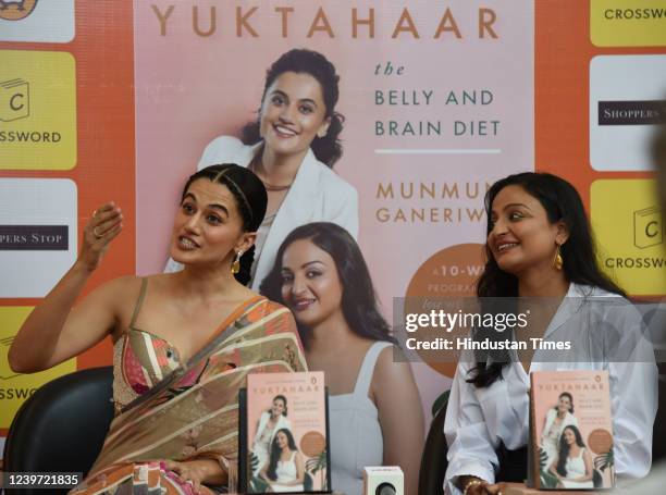 Bollywood actor Taapsee Pannu during the launch of a book "Yuktahaar: The Belly and Brain Diet" written by author Munmun Ganeriwal, at Crossword,...