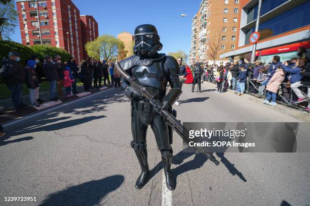 Rogue One Imperial Death Trooper during a parade inspired by Star Wars characters at an event called Galaxy Day in Madrid. Madrid hosts a parade with...