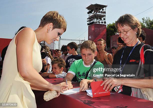 Actress Andrea Osvart attends the "Maternity Blues" premiere during the 68th Venice Film Festival at Palazzo del Cinema on September 7, 2011 in...