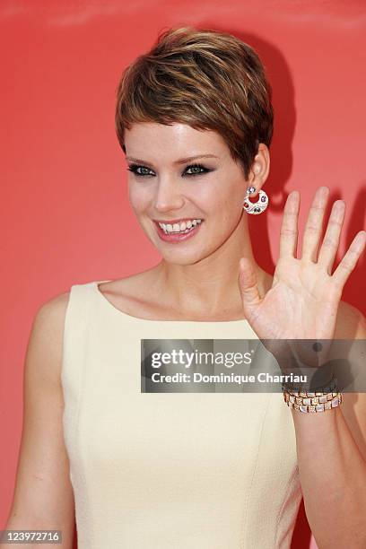 Actress Andrea Osvart attends the "Eco Da Luogo Colpito" & "Maternity Blues" Premiere during the 68th Venice International Film Festival at Palazzo...