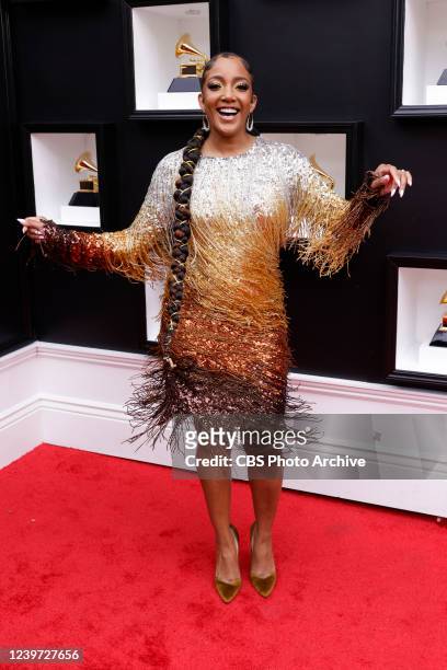 Mickey Guyton arrives at THE 64TH ANNUAL GRAMMY AWARDS, broadcasting live Sunday, April 3 on the CBS Television Network, and available to stream live...