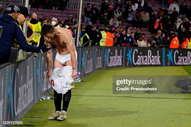 Ivan Rakitic of Sevilla FC at full time during the La Liga match between FC Barcelona and Sevilla FC played at Camp Nou Stadium on April 3, 2022 in...