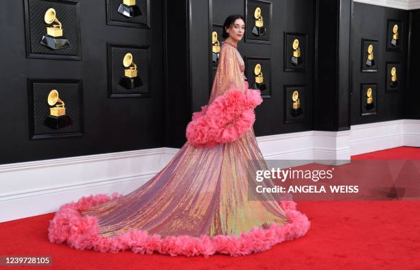 Musician St. Vincent arrives for the 64th Annual Grammy Awards at the MGM Grand Garden Arena in Las Vegas on April 3, 2022.