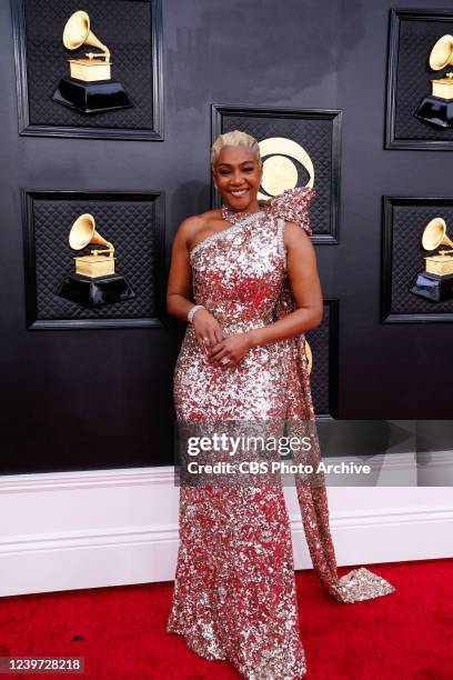 Tiffany Haddish arrives at THE 64TH ANNUAL GRAMMY AWARDS, broadcasting live Sunday, April 3 on the CBS Television Network, and available to stream...