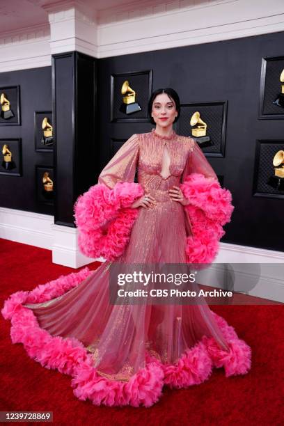 St. Vincent arrives at THE 64TH ANNUAL GRAMMY AWARDS, broadcasting live Sunday, April 3 on the CBS Television Network, and available to stream live...