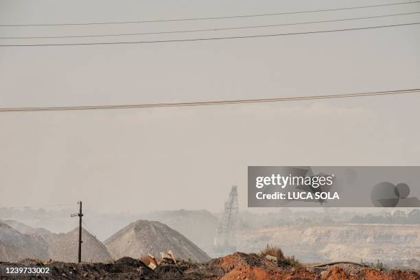 General view of the Thungela coal mine in Vosman, Mpumalanga, on March 31, 2022. - In a groundbreaking ruling, a court has ordered the South African...