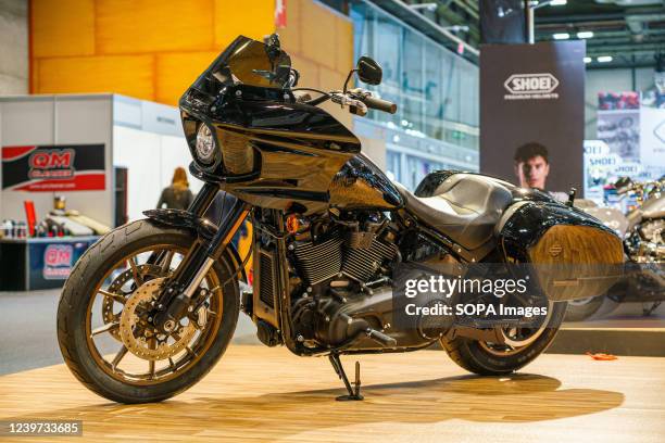 Motorcycle brand Harley Davidson model Low Rider ST is exhibited at the Vive la Moto fair in Madrid. Vive la Moto show is the second edition of the...