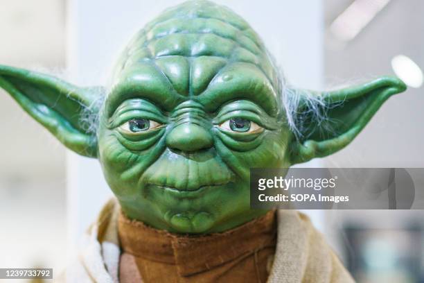 Figure of the character Yoda is exhibited during the exhibition of "the Star Wars universe" by the sculptor Juan Villa at the Paco de LucÃ­a...