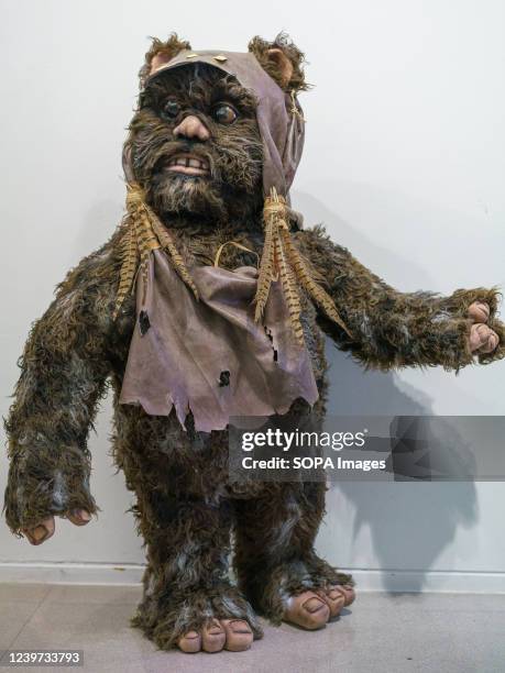 Figure of the character Ewok is exhibited during the exhibition of "the Star Wars universe" by the sculptor Juan Villa at the Paco de LucÃ­a...