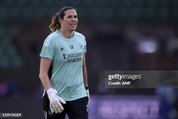 Arsenal WFC goalkeeper Lydia Williams during the Women's Champions League Quarterfinal match between VFL Wolfsburg and Arsenal WFC at the Volkswagen...