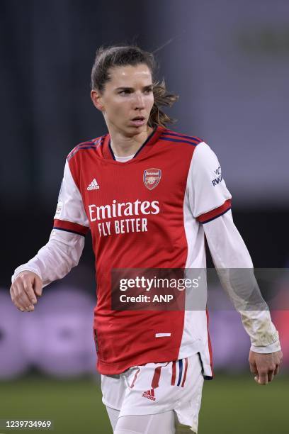 Tobin Heath of Arsenal WFC during the Women's Champions League Quarterfinal match between VFL Wolfsburg and Arsenal WFC at the Volkswagen Arena on...