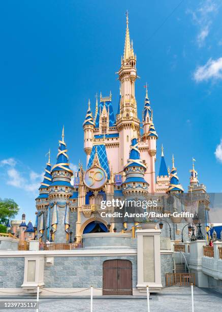 General views of Cinderella Castle at Magic Kingdom, celebrating its 50th anniversary on April 03, 2022 in Orlando, Florida.