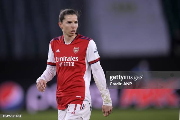 Tobin Heath of Arsenal WFC during the Women's Champions League Quarterfinal match between VFL Wolfsburg and Arsenal WFC at the Volkswagen Arena on...