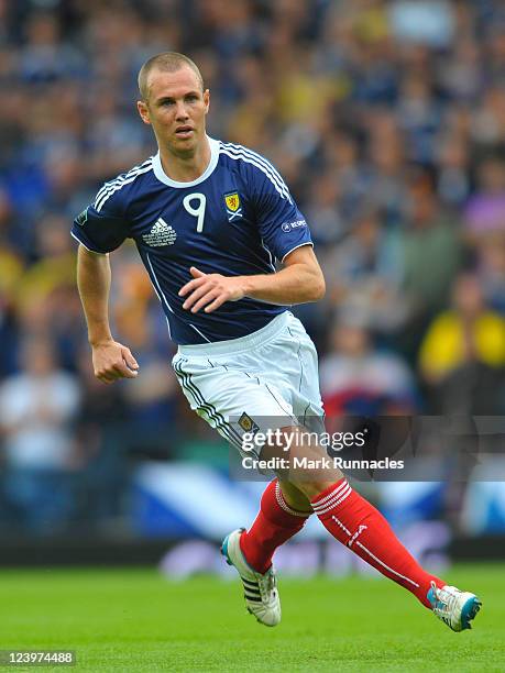 Kenny Miller of Scotland in action during the UEFA EURO 2012 Group I Qualifying match between Scotland and Czech Republic at Hampden Park on...