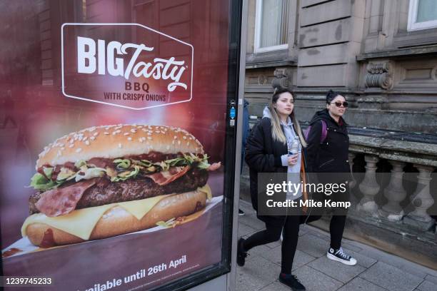 Big Tasty McDonalds beef burger advertising on 14th March 2022 in Birmingham, United Kingdom.