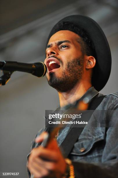 George Lewis Jr. Of Twin Shadow performs on stage at Lowlands Festival on August 21, 2011 in Biddinghuizen, Netherlands.