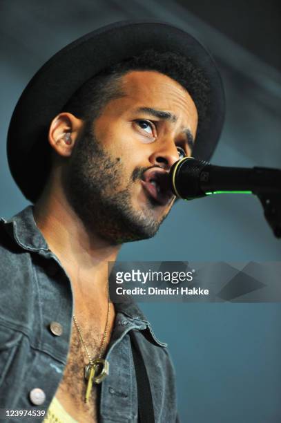 George Lewis Jr. Of Twin Shadow performs on stage at Lowlands Festival on August 21, 2011 in Biddinghuizen, Netherlands.
