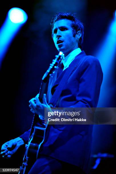 Daniel Kessler of Interpol performs on stage at Lowlands Festival on August 21, 2011 in Biddinghuizen, Netherlands.