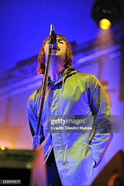 Liam Gallagher of Beady Eye performs on stage at Lowlands Festival on August 21, 2011 in Biddinghuizen, Netherlands.