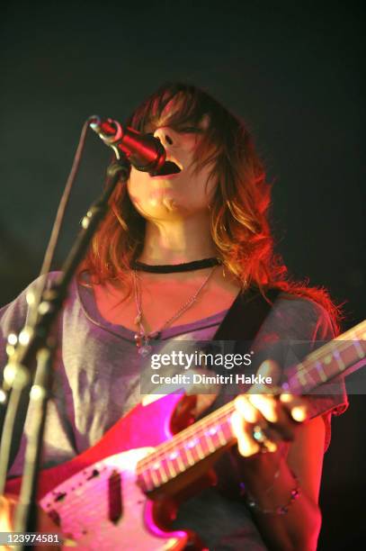 Theresa Wayman of Warpaint performs on stage at Lowlands Festival on August 21, 2011 in Biddinghuizen, Netherlands.