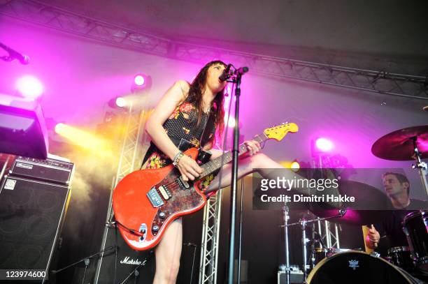 Teri Gender Bender of Le Butcherettes performs on stage at Lowlands Festival on August 21, 2011 in Biddinghuizen, Netherlands.