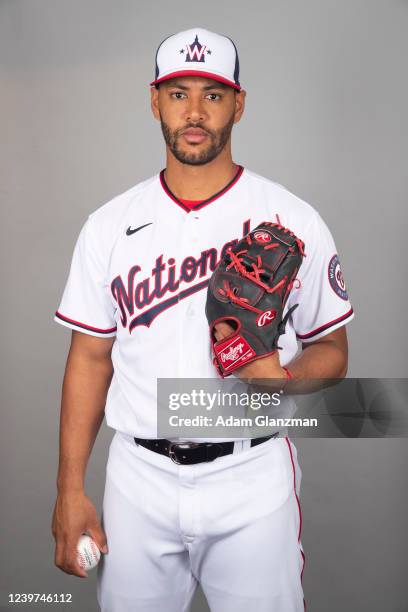 Joe Ross of the Washington Nationals poses for a photo during the Washington Nationals Photo Day at The Ballpark of the Palm Beaches complex on...