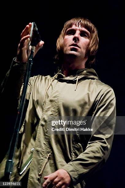 Liam Gallagher of Beady Eye performs on stage at Lowlands Festival on August 21, 2011 in Biddinghuizen, Netherlands.