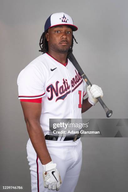 Josh Bell of the Washington Nationals poses for a photo during the Washington Nationals Photo Day at The Ballpark of the Palm Beaches complex on...