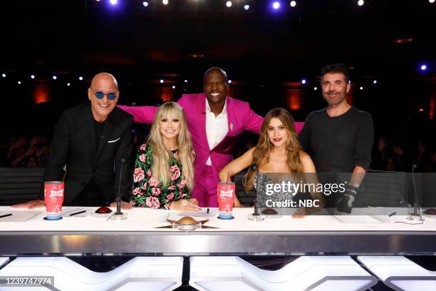 Auditions" -- Pictured: Howie Mandel, Heidi Klum, Terry Crews, Sofia Vergara, Simon Cowell --