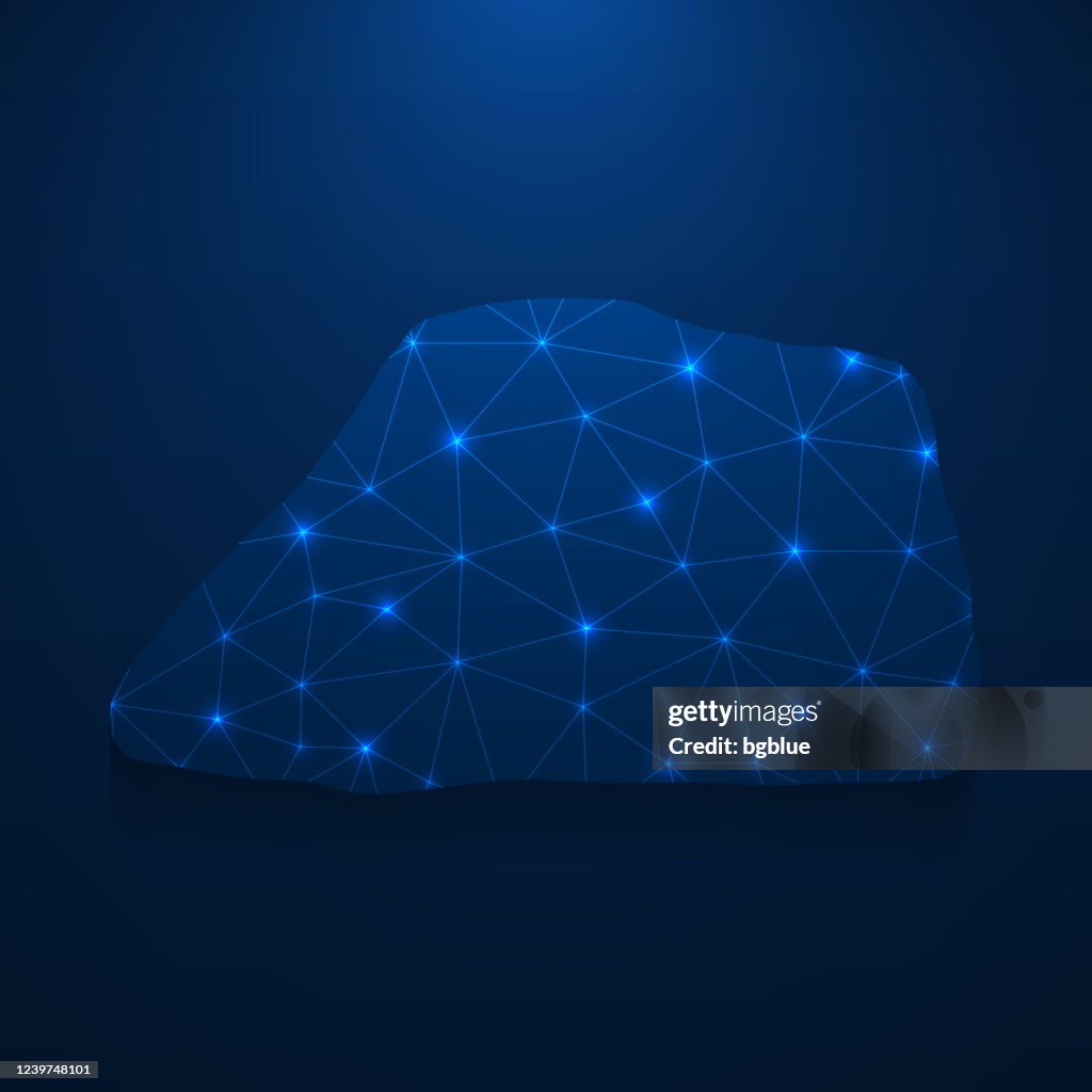 Jarvis Island map network - Bright mesh on dark blue background