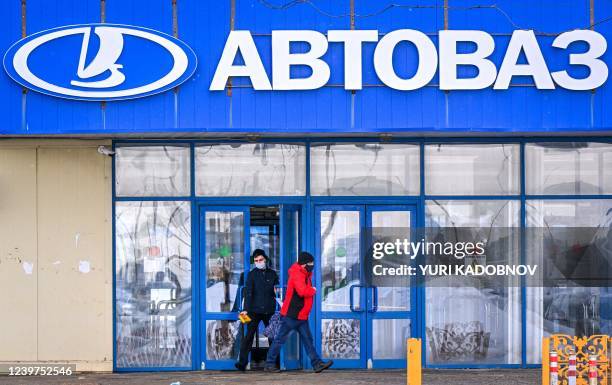 Avtovaz automobile plant employees leave a plant's building in Tolyatti, also known as Togliatti, on March 31, 2022. - For generations the Russian...