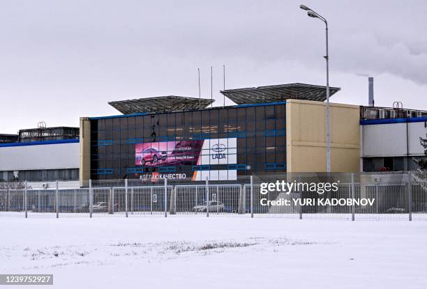 Photograph taken on March 31, 2022 shows a workshop of the Avtovaz automobile plant in Tolyatti, also known as Togliatti. For generations the Russian...