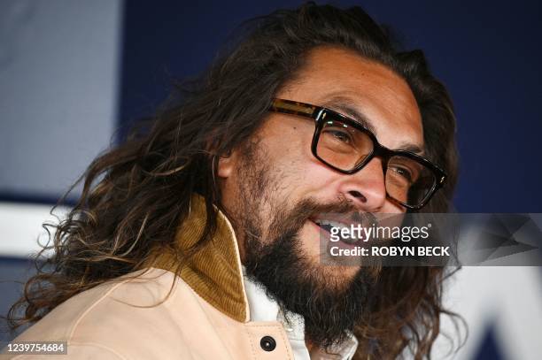 Actor Jason Momoa attends the premiere of "Ambulance" at the Academy Museum of Motion Pictures in Los Angeles, California, on April 4, 2022.