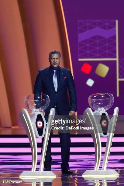 Ali Daei during the FIFA World Cup Qatar 2022 Final Draw at Doha Exhibition Center on April 1, 2022 in Doha, Qatar.