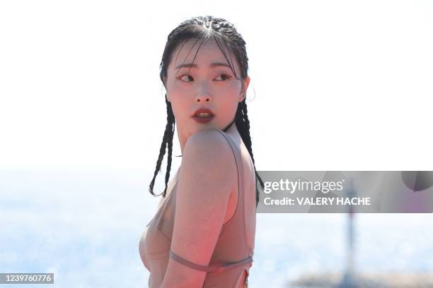 South Korean actress Kim Taeyoung poses during a photocall for "Dam Good Company" as part of the 5th edition of the Cannes International Series...