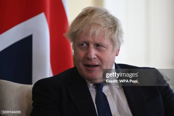 Prime minister Boris Johnson meets with Ghanaian President Nana Akufo-Addo at 10 Downing Street, on April 5, 2022 in London, England.