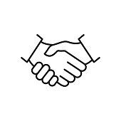 Handshake line icon.