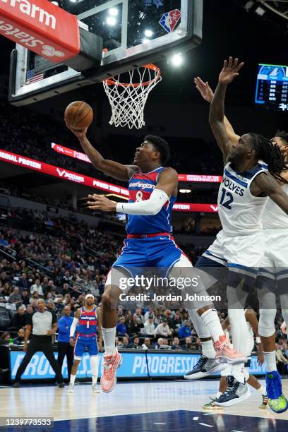 Rui Hachimura of the Washington Wizards shoots the ball during the game against the Minnesota Timberwolves on April 5, 2022 at Target Center in...