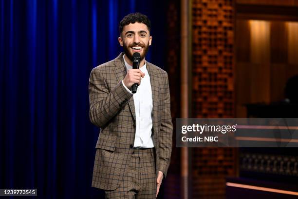 Episode 1630 -- Pictured: Comedian Emil Wakim performs on Tuesday, April 5, 2022 --