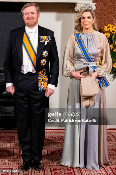 King Willem-Alexander of The Netherlands and Queen Maxima of The Netherlands attend a state banquet for President Ram Nath Kovind of India and his...