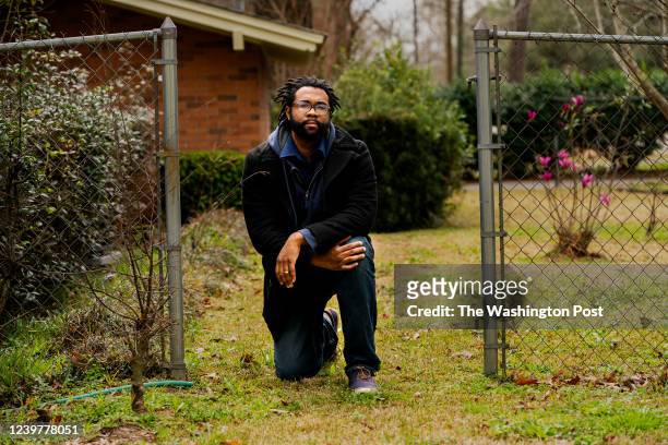 February 23, 2022: Evan Milligan outside of his home in Montgomery on February 23, 2022. Evan Milligan, a Montgomery-based nonprofit director, sued...