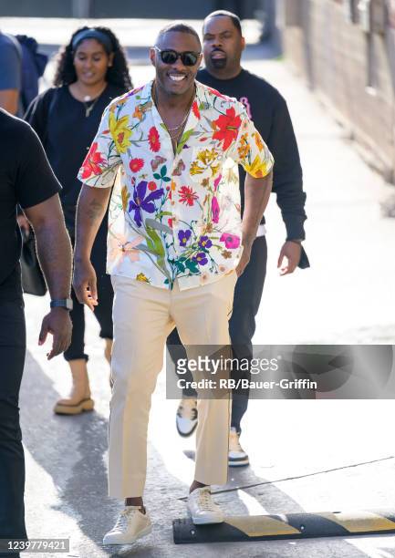 Idris Elba is seen at "Jimmy Kimmel Live" on April 05, 2022 in Los Angeles, California.
