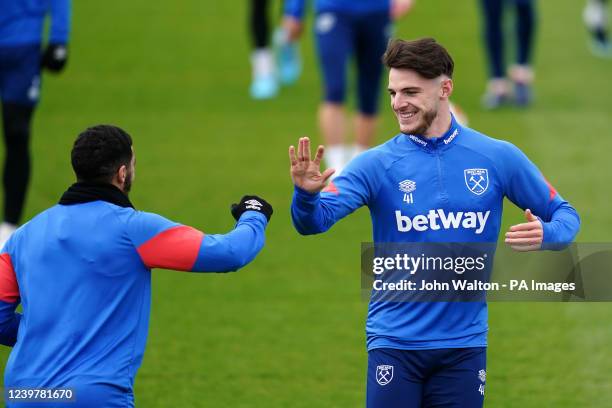 West Ham United's Declan Rice during a training session at Rush Green, London. Picture date: Wednesday April 6, 2022.