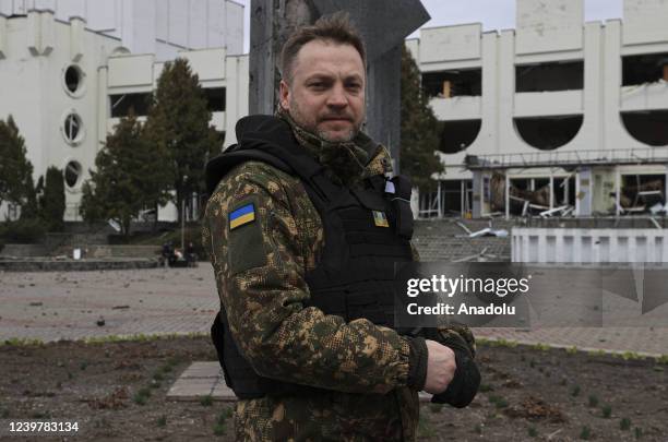 Ukrainian Minister of Internal Affairs Denys Monastyrsky makes statements to Anadolu Agency after Ukrainian army regained control of Borodyanka,...