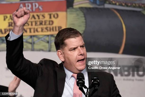 Secretary of Labor Marty Walsh speaks during the annual North America's Building Trade's Unions Legislative Conference at the Washington Hilton Hotel...