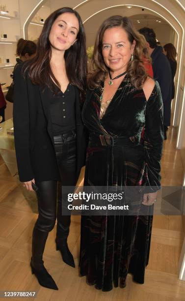 Melanie Hamrick and Jade Jagger attend an evening of jewellery and skincare hosted by Jade Jagger and Dr Barbara Sturm on April 6, 2022 in London,...